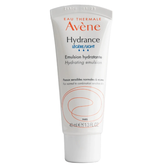 Avene Hydrance light hydrating emulsion tube on a white background