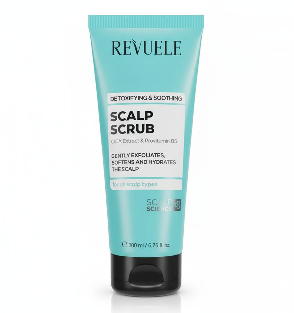 Revuele scalp scrub tube on a white background