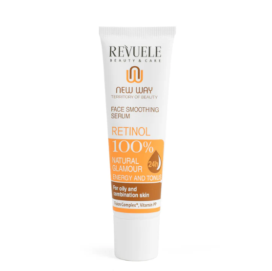 Revuele face smoothing serum tube on a white background