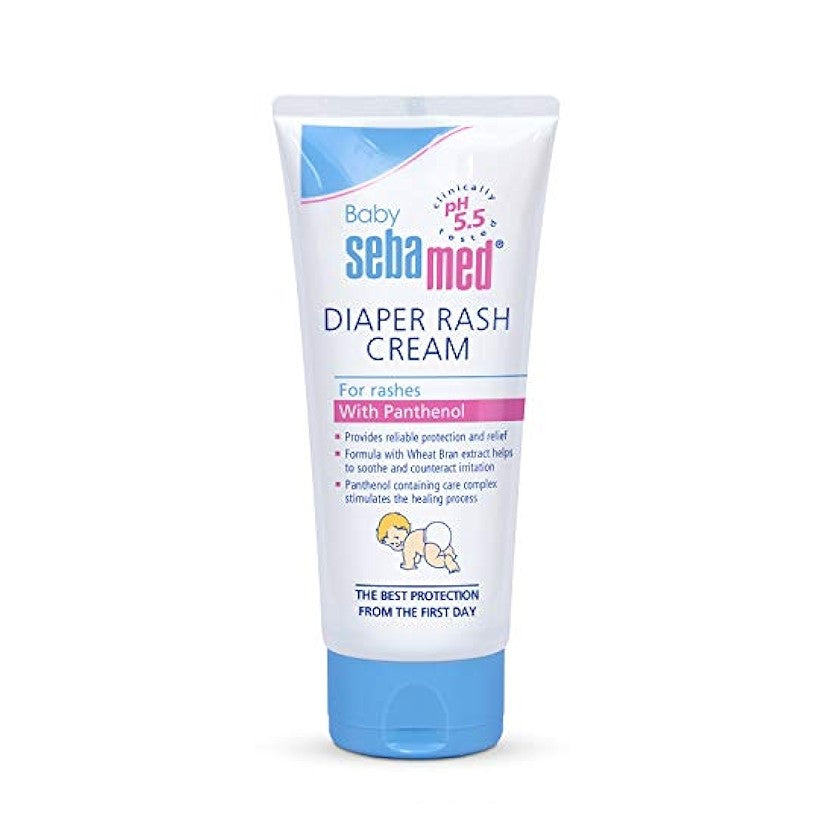 Sebamed diaper rash cream tube on a white background
