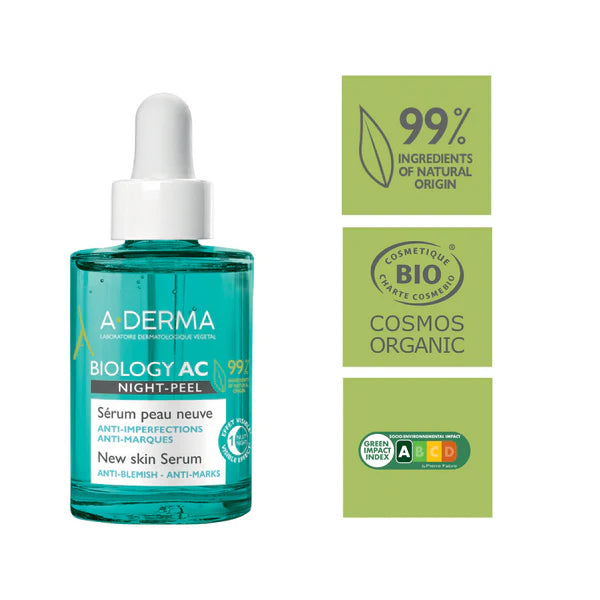 A-derma Biology AC Night Peel Anti-Blemish Serum 30ml