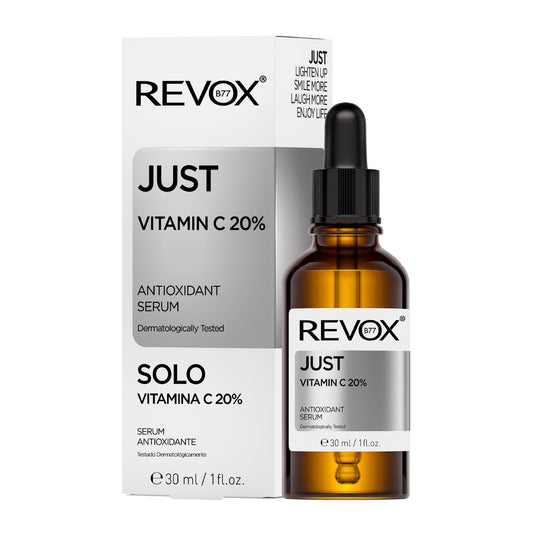 Revox Just Vitamin C 20% serum bottle and packaging on a white background
