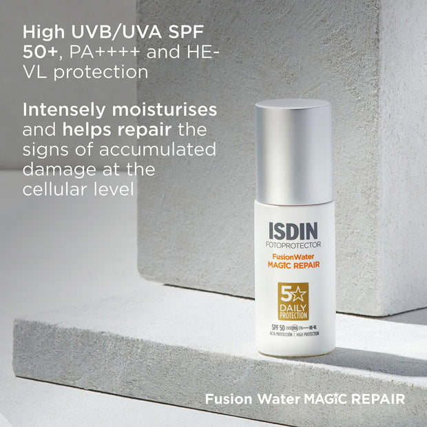 ISDIN Fusion Water MAGIC Repair SPF 50 50ml | High Protection Sunscreen for Skin Repair and UV Defense 50ml