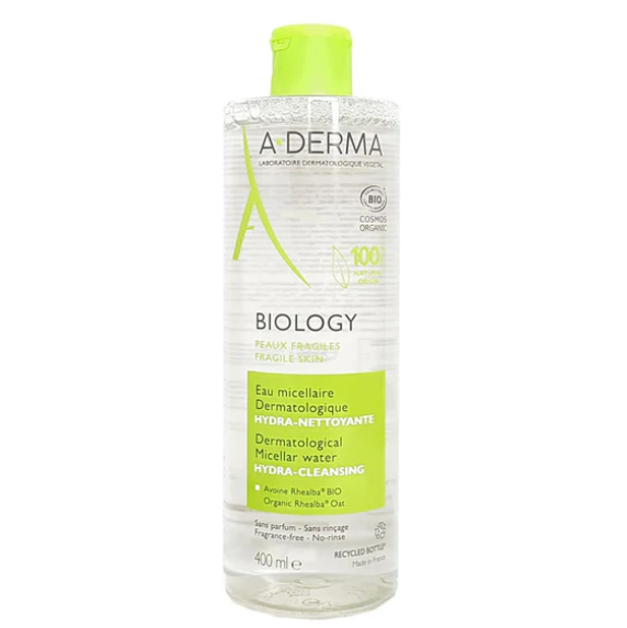 A-derma skincare bottle on a white background