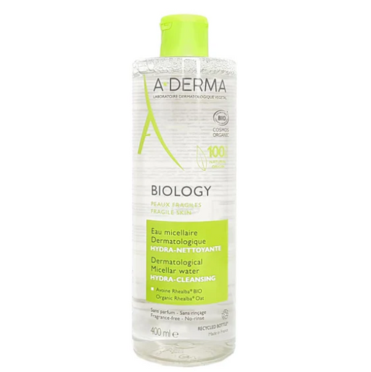 A-derma skincare bottle on a white background