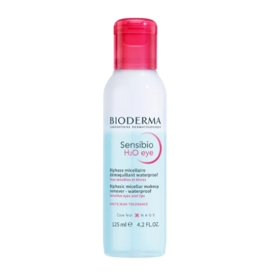 Bioderma Sensibio H2O eye bottle on a white background