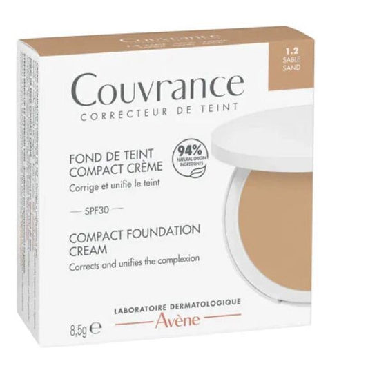 Avene Couvrance Compact Foundation Cream packaging on a white background