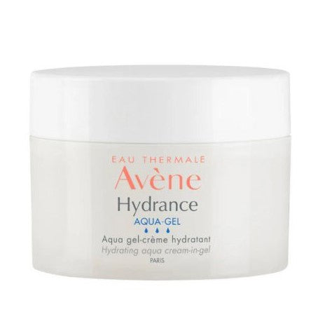 Avene Hydrance Aqua-Gel cream jar on a white background