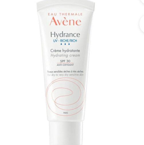 Avene Hydrance Rich Hydrating Cream tube on a white background