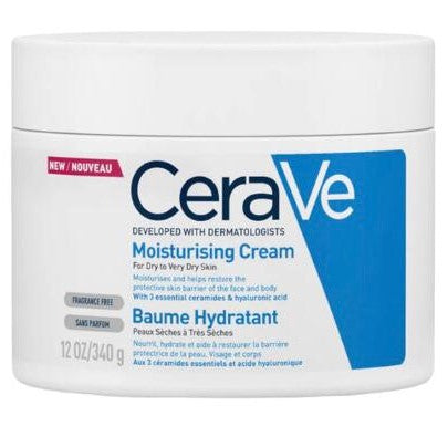 CeraVe moisturizing cream jar on a white background