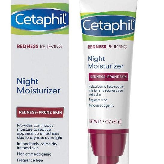 Cetaphil night moisturizer packaging on a white background