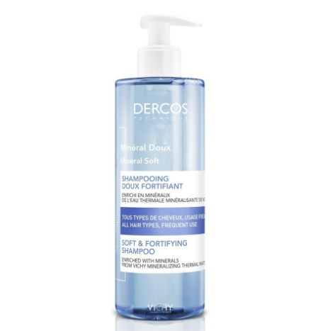 Dercos shampoo bottle on a white background