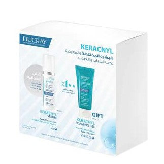 Ducray Keracnyl skincare product set on a white background