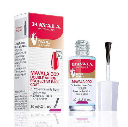 Mavala nail care product set including bottle, box, and applicator on a white background