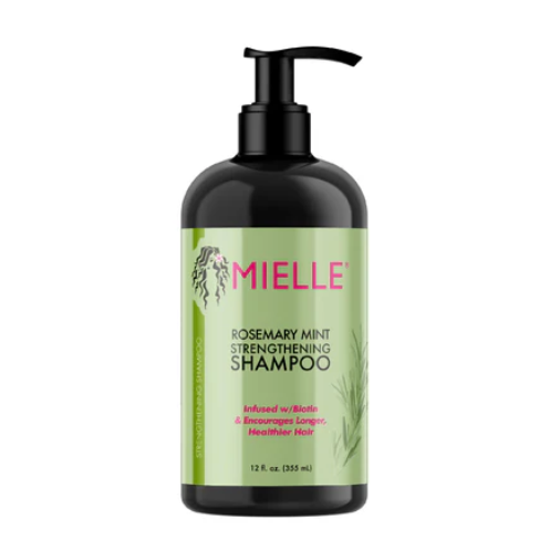 Mielle Rosemary Mint Strengthening Shampoo bottle on a white background