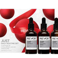 REVOX skincare routine set with bottles and packaging on a white background