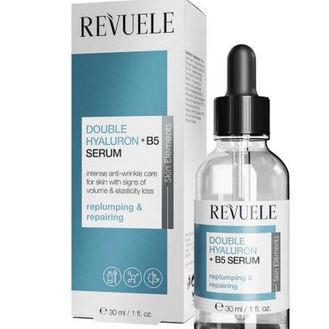 Revuele Double Hyaluron + B5 Serum bottle and packaging on a white background