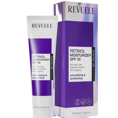 Revuele Retinol Moisturizer SPF 30 tube and packaging on a white background