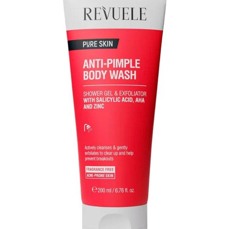 Revuele Anti-Pimple Body Wash tube on a white background