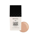 Revuele Cover Drops foundation packaging with a swatch on a white background