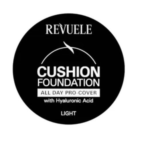 Revuele Cushion Foundation packaging with black background