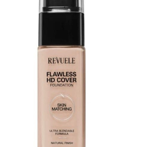 Revuele Flawless HD Cover Foundation bottle on a white background