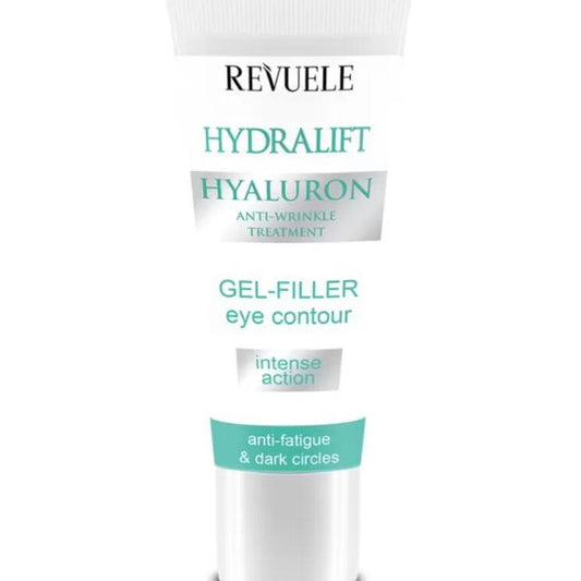 Revuele Hydralift Hyaluron gel-filler eye contour packaging on a white background