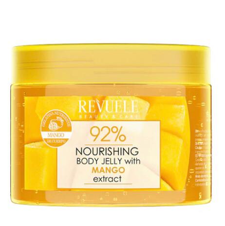 Revuele nourishing body jelly with mango extract on a white background
