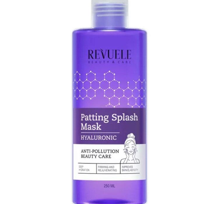 Revuele Patting Splash Mask bottle with purple label on a white background
