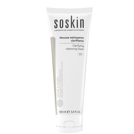 Soskin clarifying cleansing foam tube on a white background