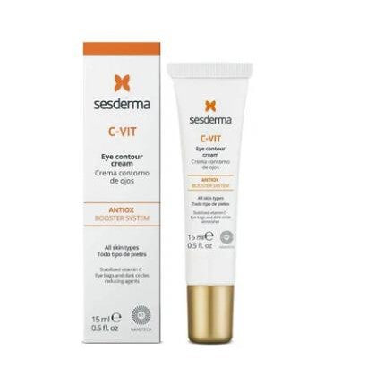 Sesderma C-VIT eye contour cream packaging and tube on a white background