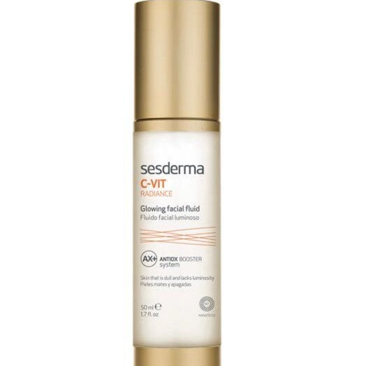 Sesderma C-Vit Radiance facial fluid bottle on a white background