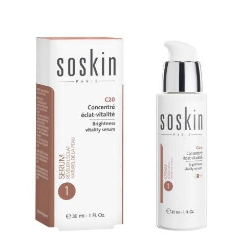 Soskin serum bottle and packaging on a white background