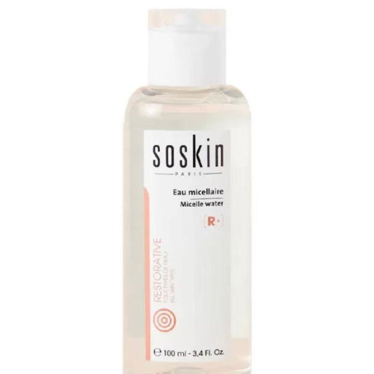 Soskin micelle water bottle on a white background