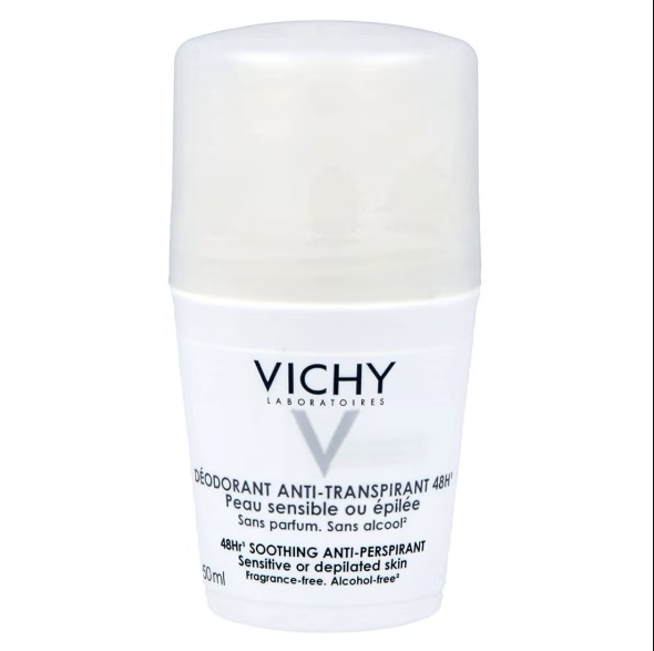 Vichy deodorant stick on a white background