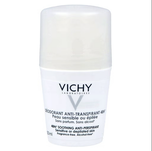 Vichy deodorant stick on a white background