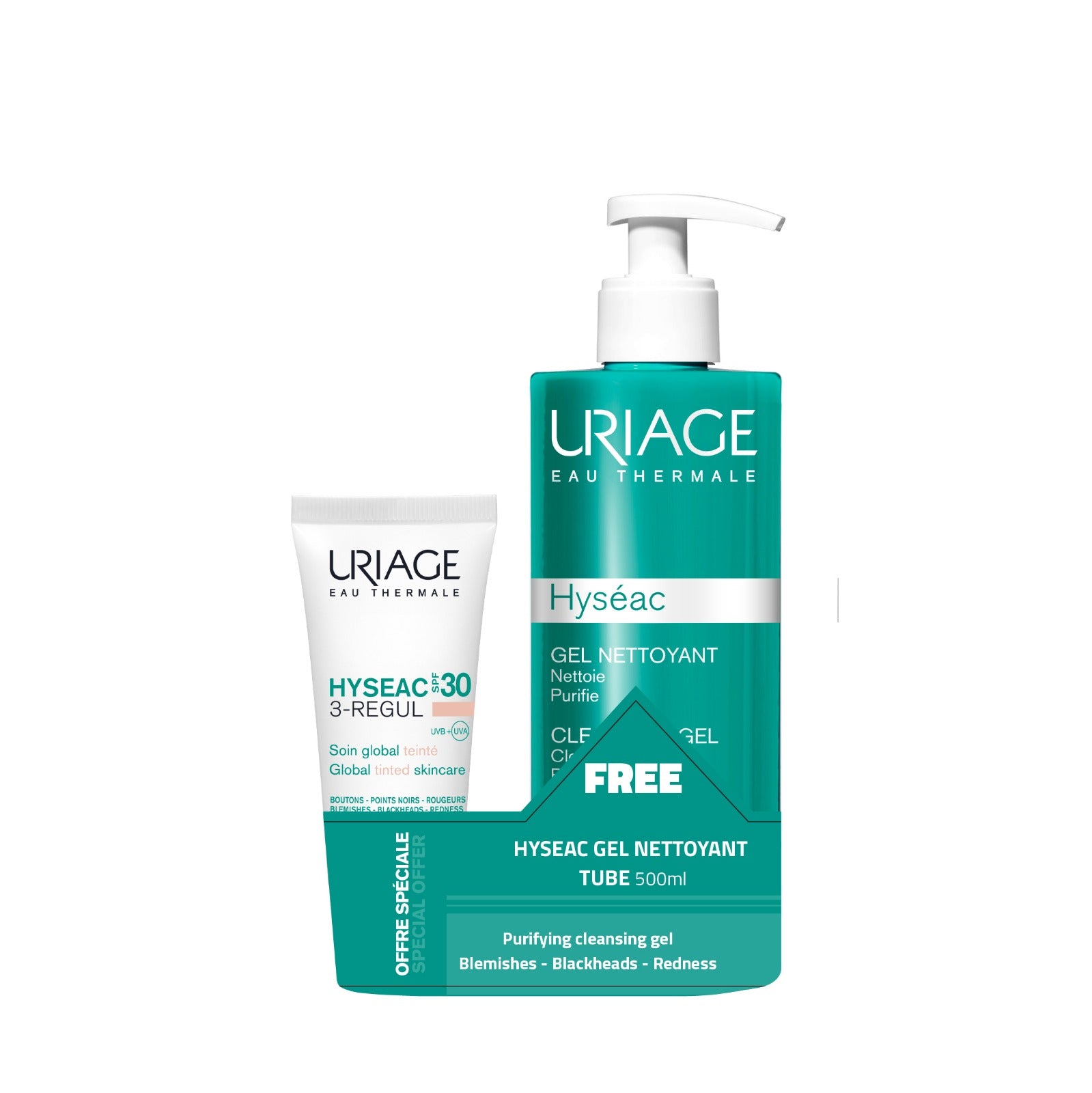 Hyseac Uriage 3-Regul Tinted + Gel Nettoyant 500 FREE