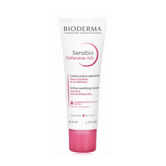 Bioderma Sensibio Defensive Rich cream tube on a white background