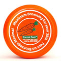 Orange container with carrot illustration and text on a white background