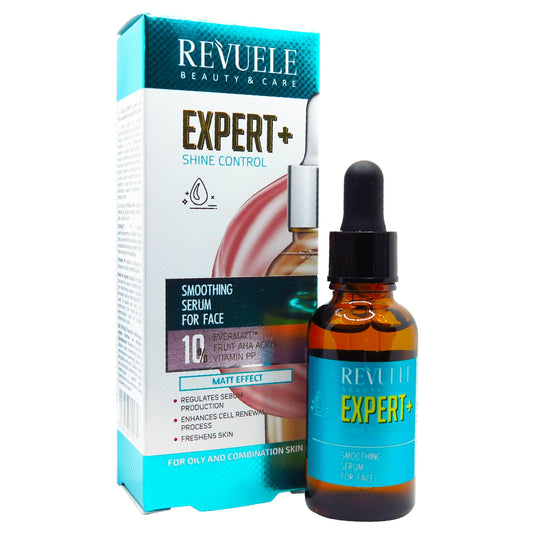 Revuele Expert+ serum packaging and bottle on a white background
