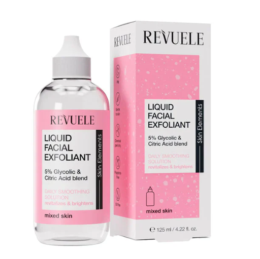 Revuele Liquid Facial Exfoliant bottle and packaging on a white background