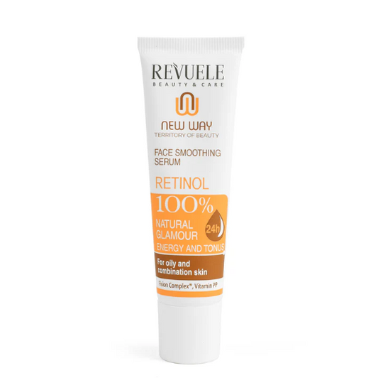 Revuele face smoothing serum tube on a white background