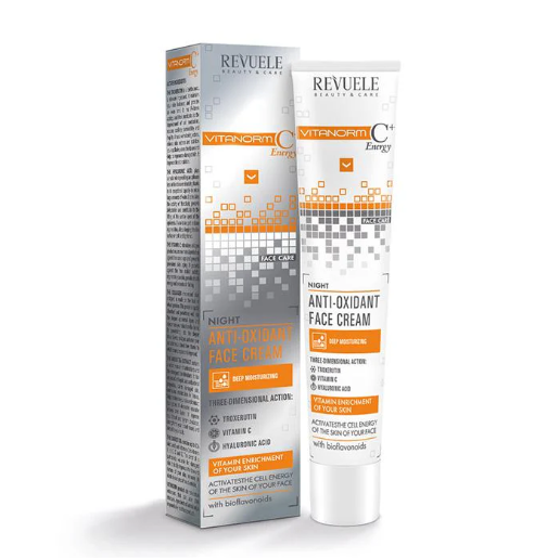Revuele Vitamin C+ Energy Anti-Oxidant Face Cream packaging on a white background