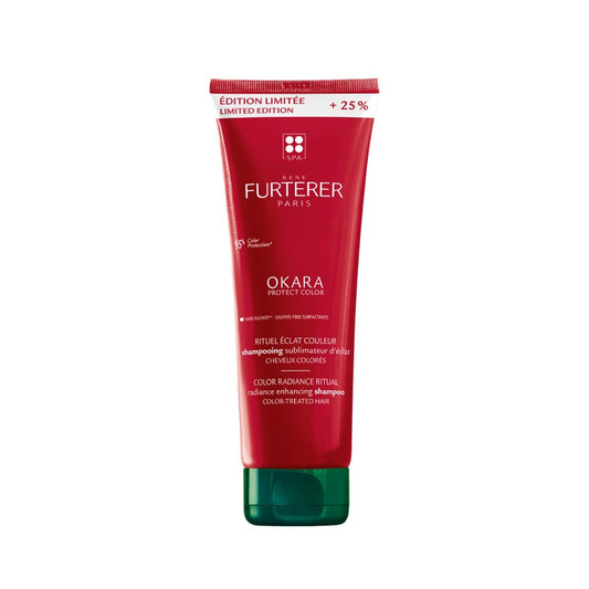 Red tube of Rene Furterer Okara product on a white background