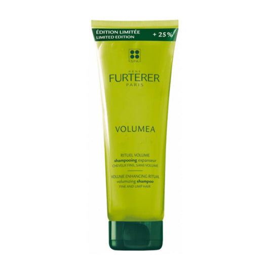 Green shampoo bottle with Furterer branding on a white background