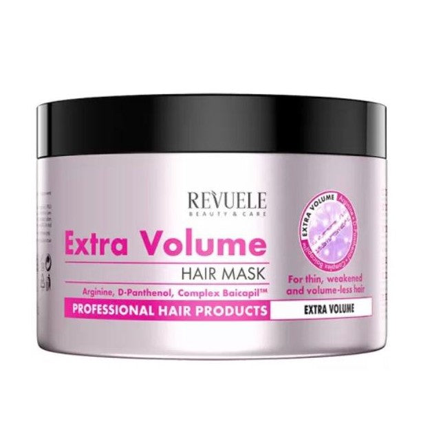 Revuele Extra Volume hair mask jar on a white background