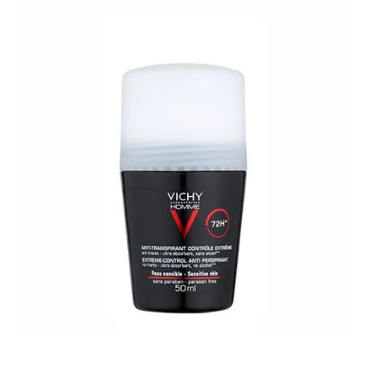 Vichy deodorant roll-on on a white background