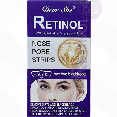 Dear She Retinol nose pore strips packaging on a white background