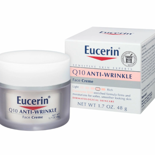 Eucerin Q10 Anti-Wrinkle Face Creme jar and packaging on a white background